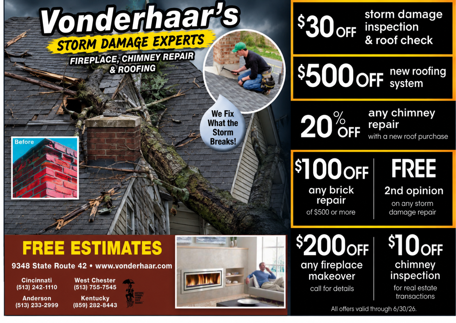 cincinnati chimney repair and roofing coupons